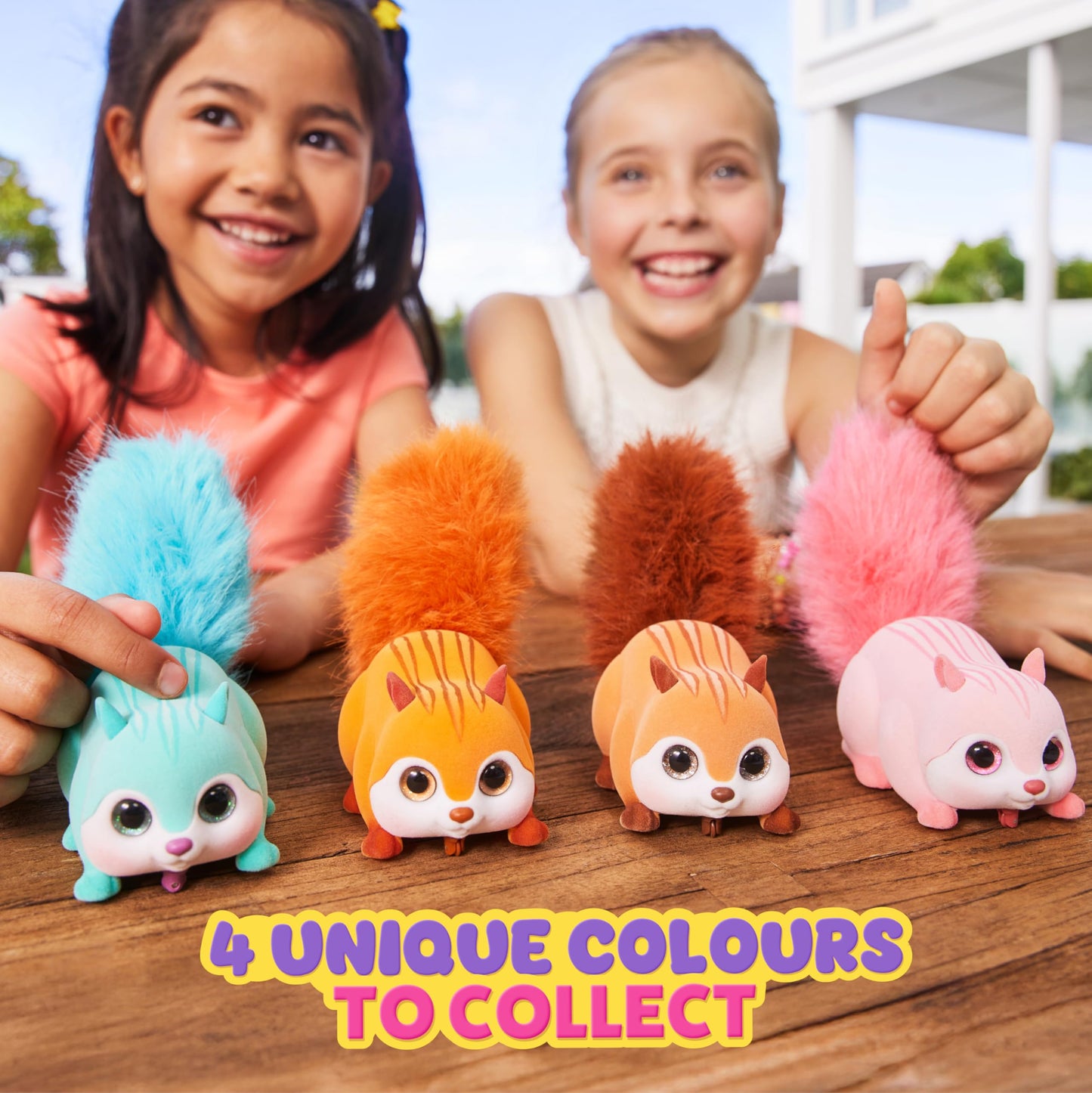 Pets Alive electronic squirrel pack displaying soft fluffy plush tails