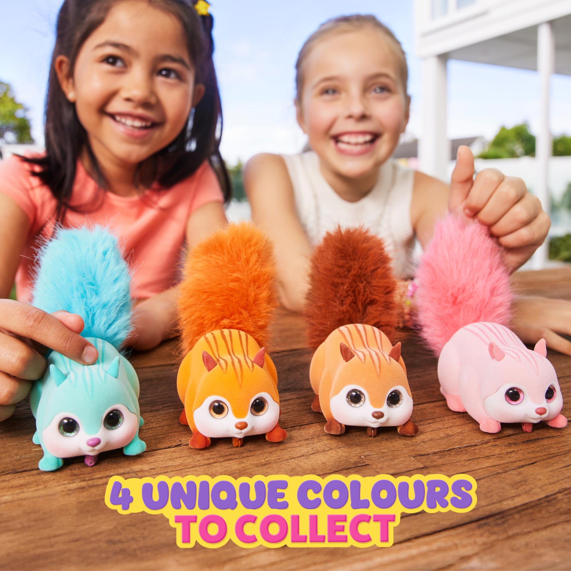 Pets Alive electronic squirrel pack displaying soft fluffy plush tails