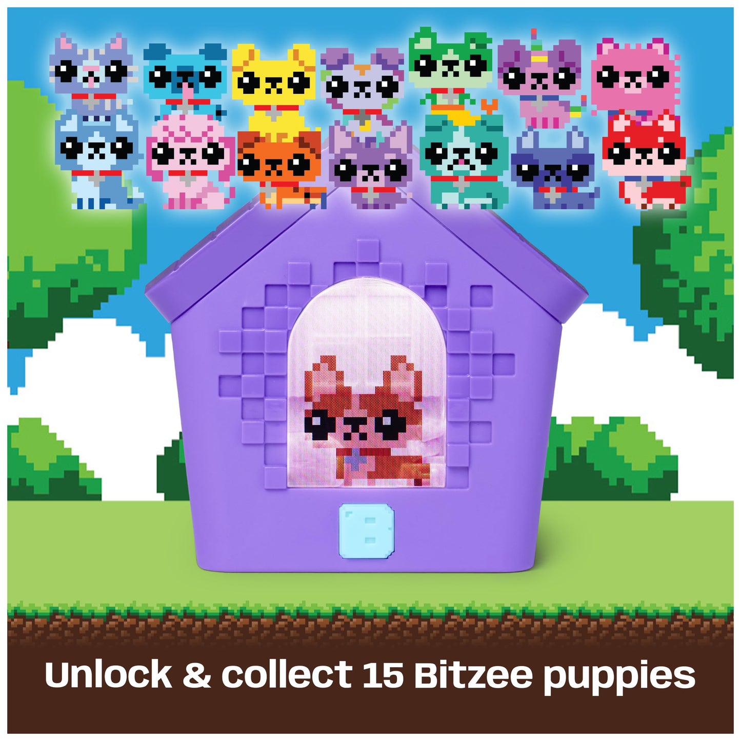 Bitzee virtual toy lifestyle image showing wireless multiplayer playdate pairing between two devices.