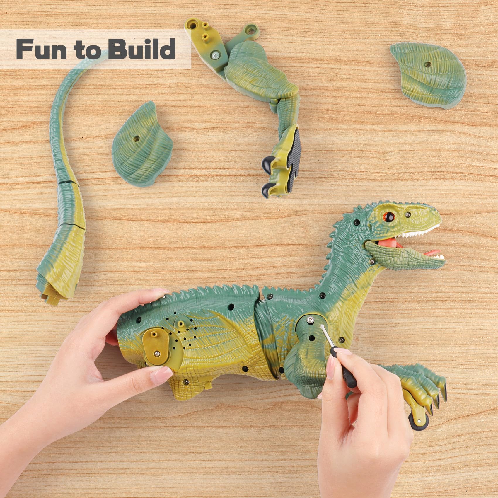 VERTOY STEM dinosaur toy kit with separate pieces highlighting assembly construction design