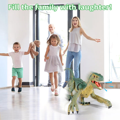 VERTOY remote control velociraptor toy in side profile demonstrating dynamic walking posture