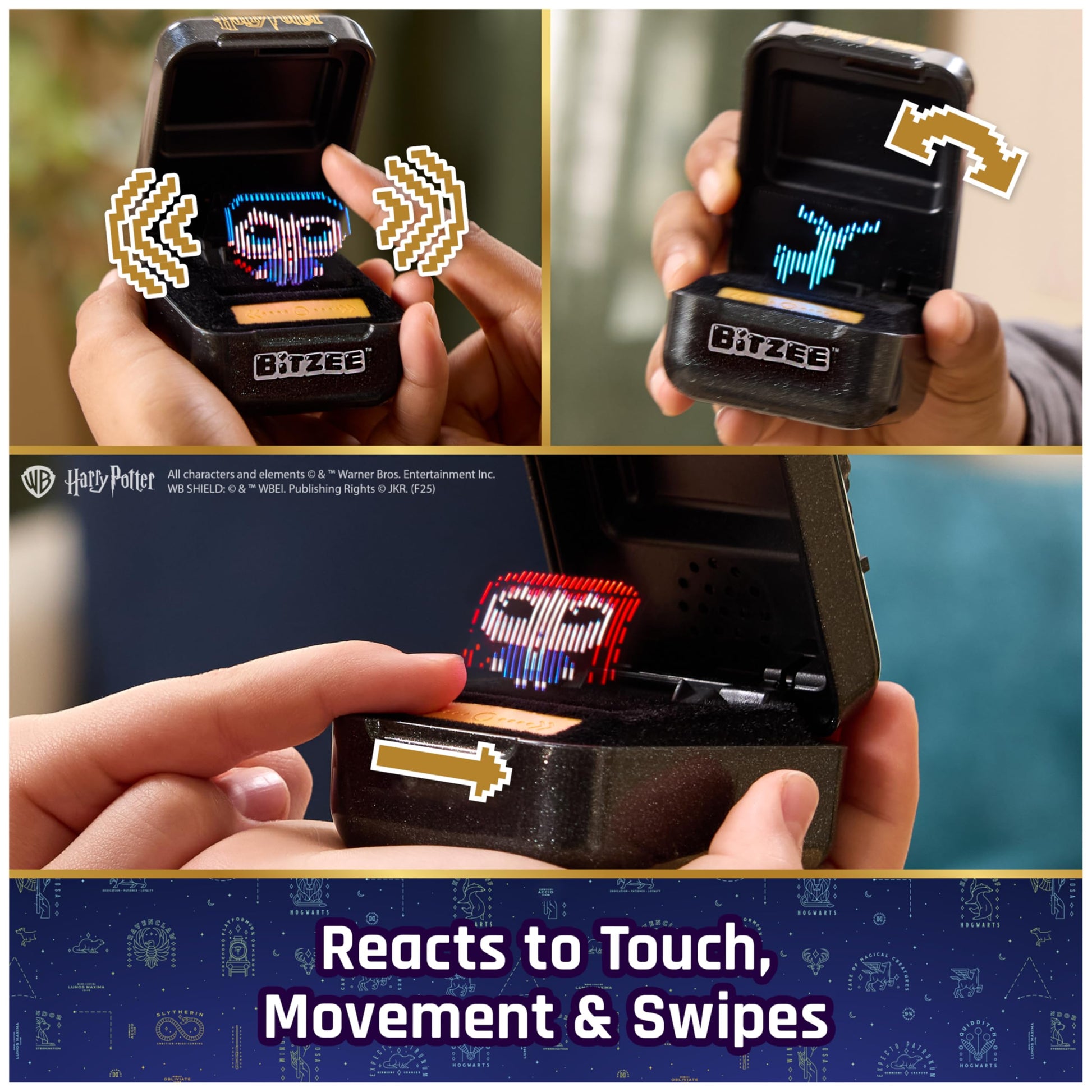 Open Bitzee Harry Potter toy pod displaying 3D holographic character reacting to touch
