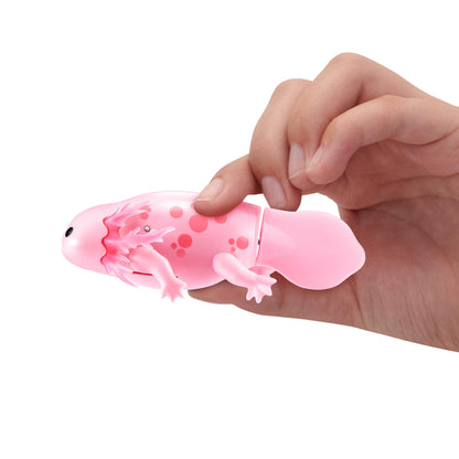 Vibrant pink electronic axolotl pet toy showing hyper realistic design and aquatic fins