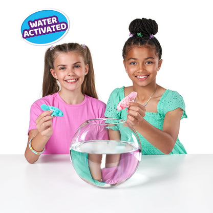 Cool teal robotic axolotl figure demonstrating water activated five direction swimming abilities