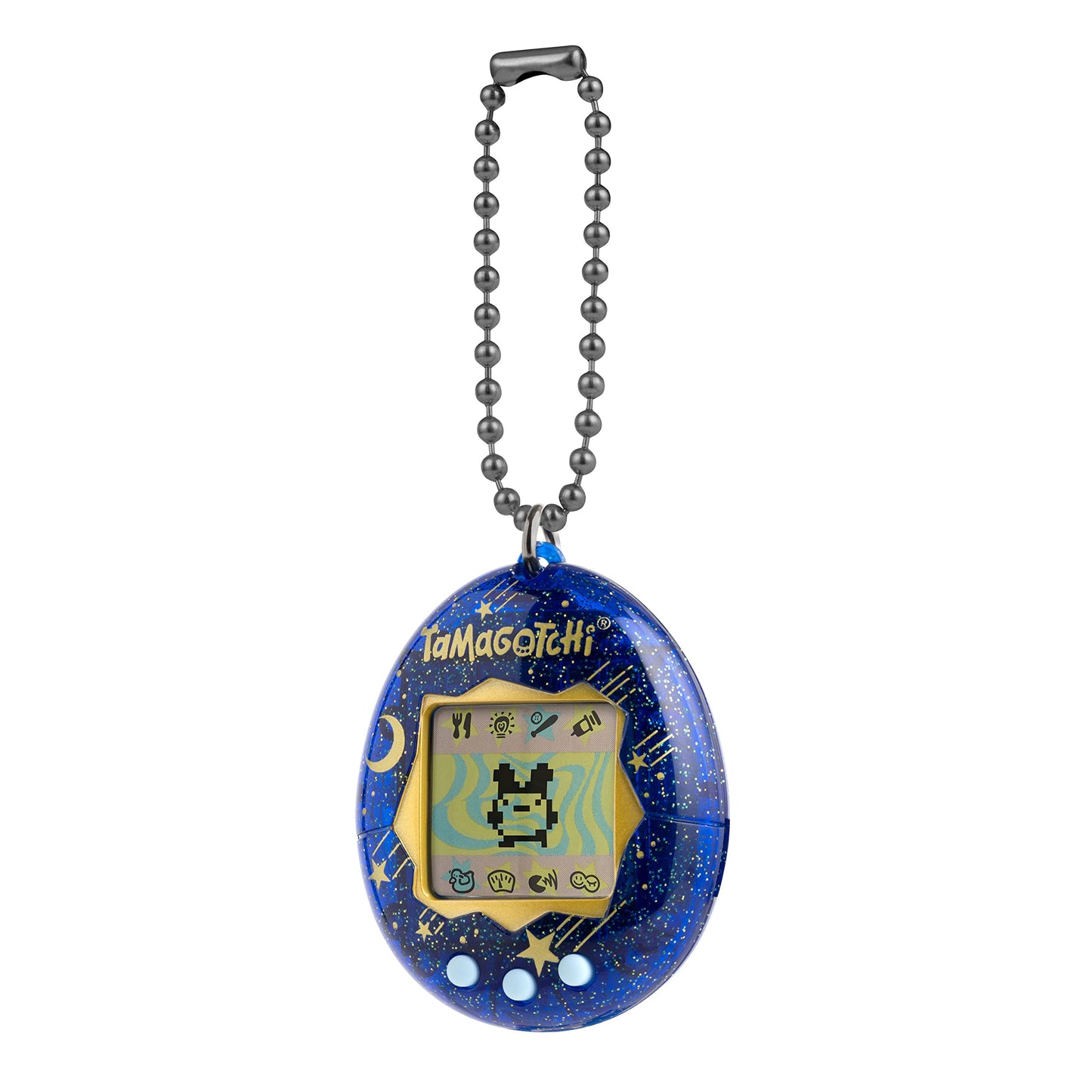 Back compartment view of the Starry Shower Tamagotchi showing the lithium coin cell battery location.