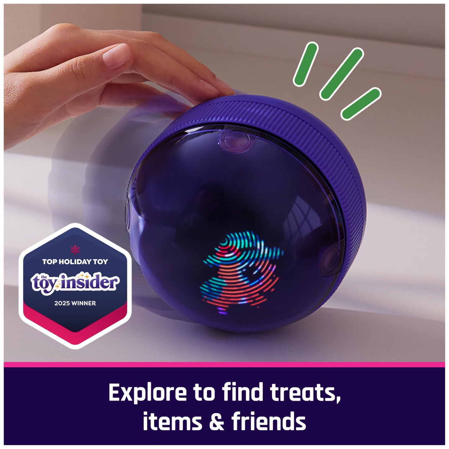Spin Master Bitzee rolling toy illustrating the physical movement and responsive sound feature