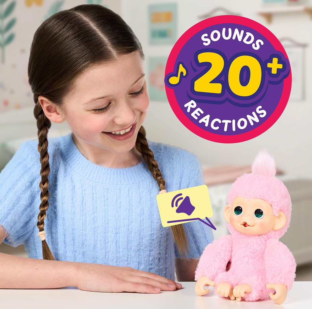 The complete collectible trio of Little Live Pets Baby Monkey Minis linked together.