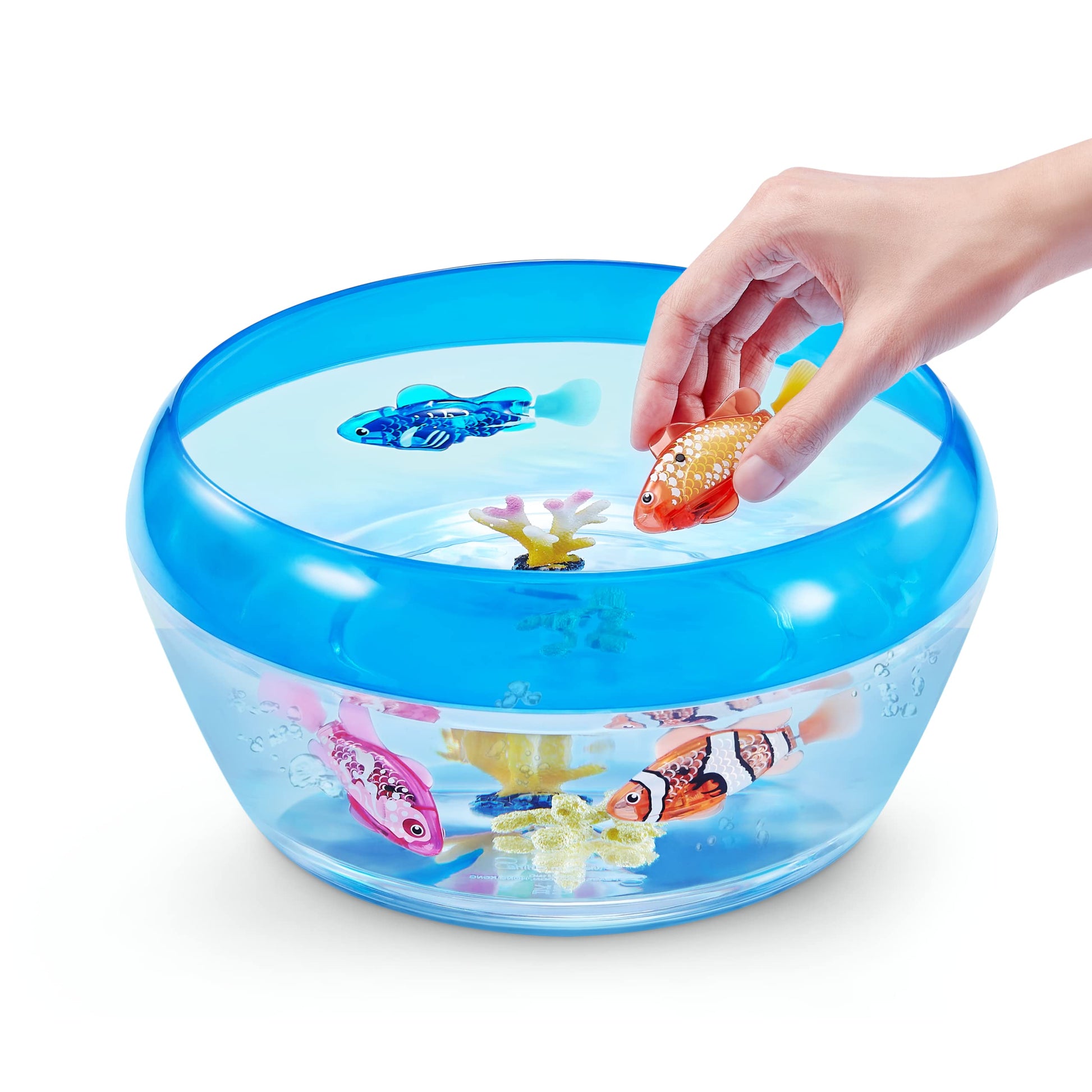 Robo Alive Robo Fish 2 pack packaging showing included batteries and product details