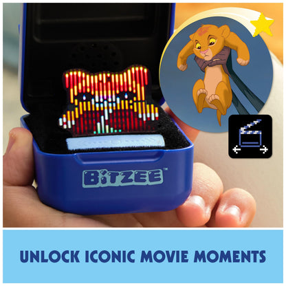 Child hand swiping the flexible display of Bitzee Disney digital pet