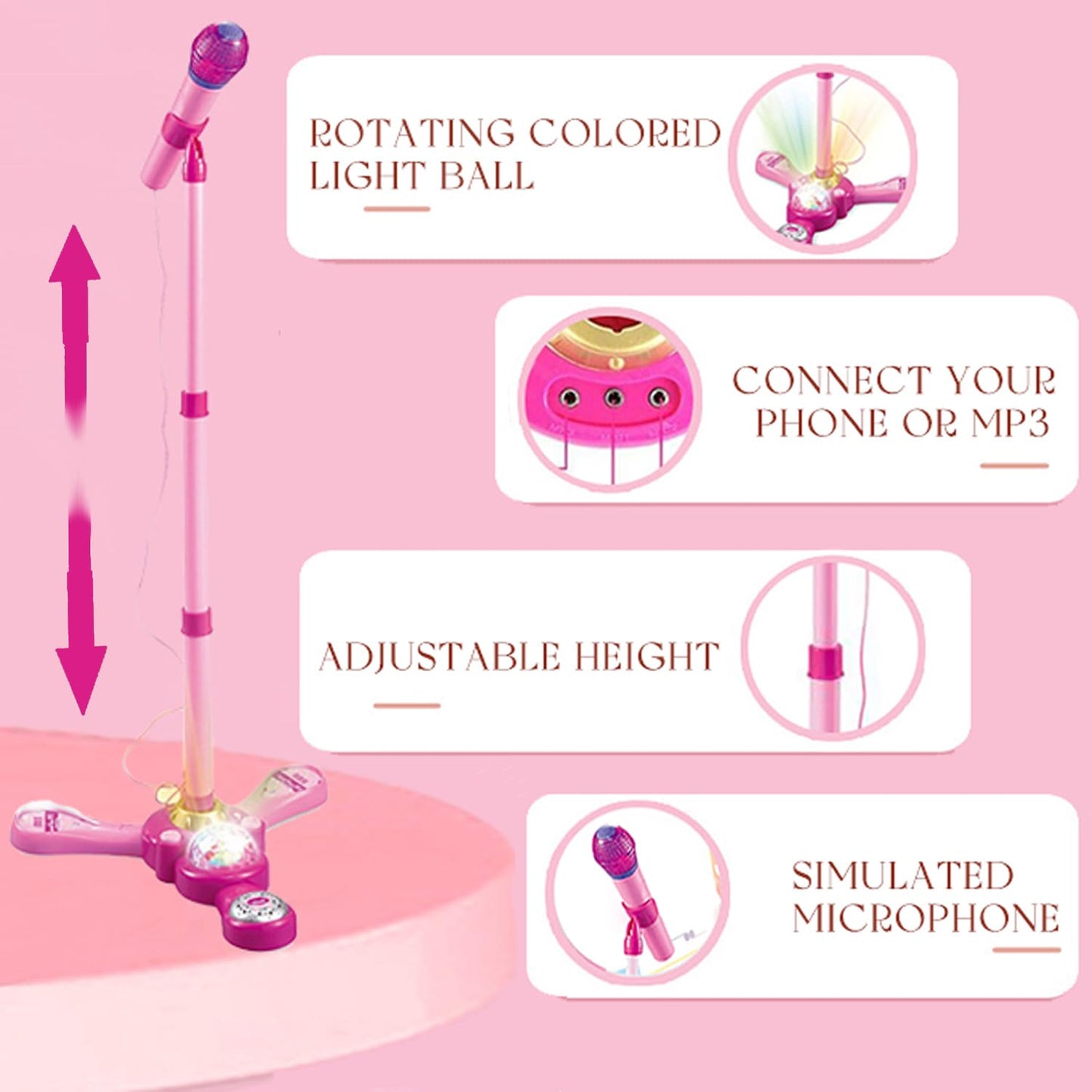 Side profile of the Little Pretender dual microphone singing toy fully extended for older children