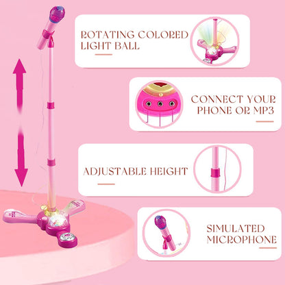 Side profile of the Little Pretender dual microphone singing toy fully extended for older children