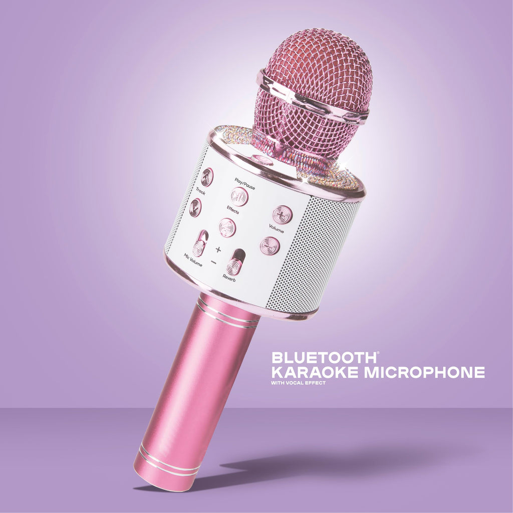 Claire's portable wireless microphone angled shot showing the ergonomic handle for small hands