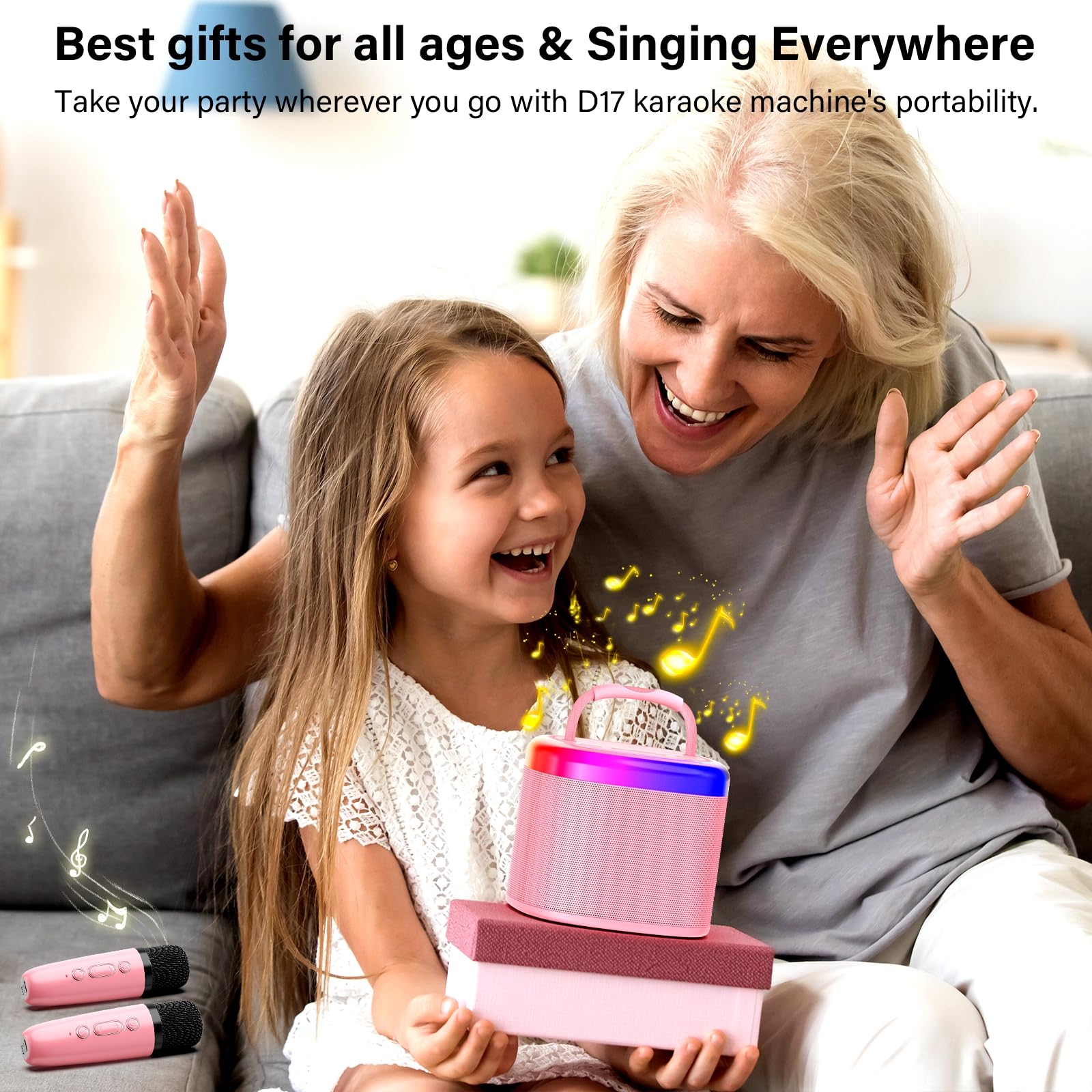 HWWR kids karaoke machine packaging box demonstrating imported electronic toy accessories