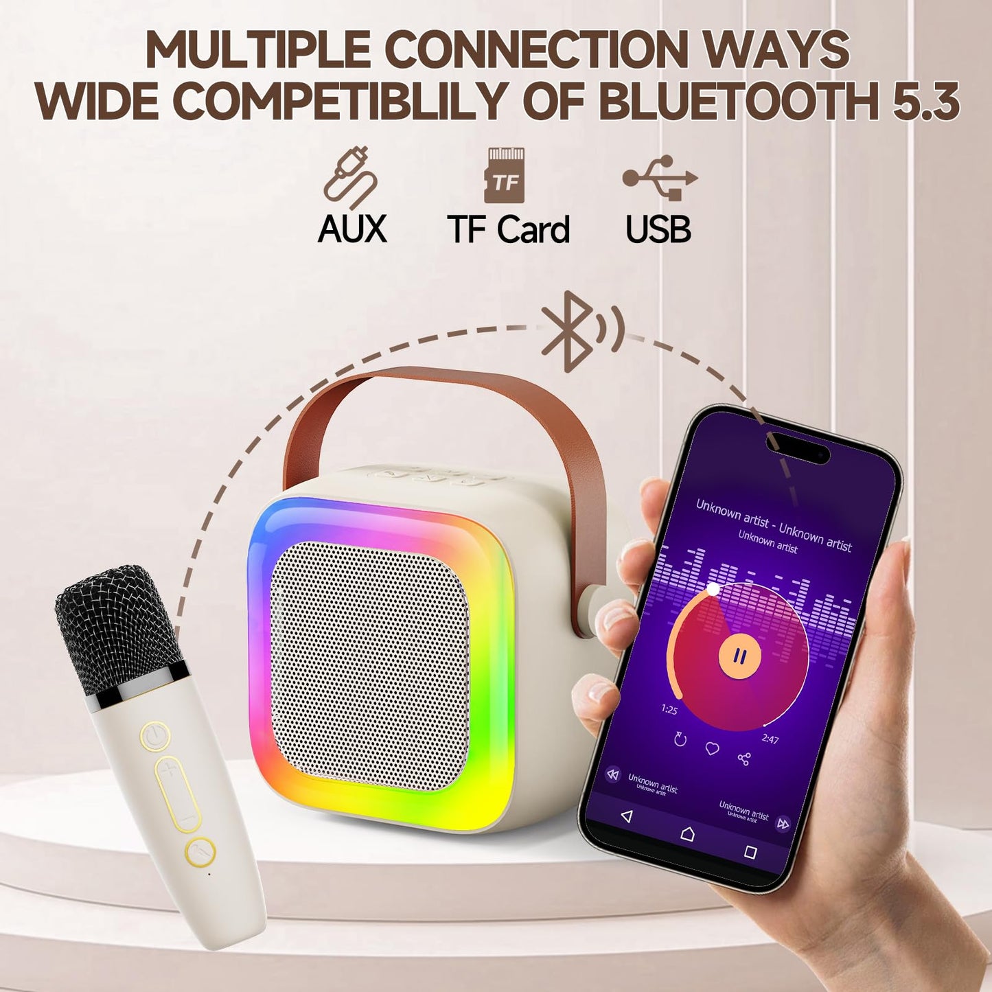 SECULEAD SY13 mini karaoke speaker set complete with charging cable and retail box