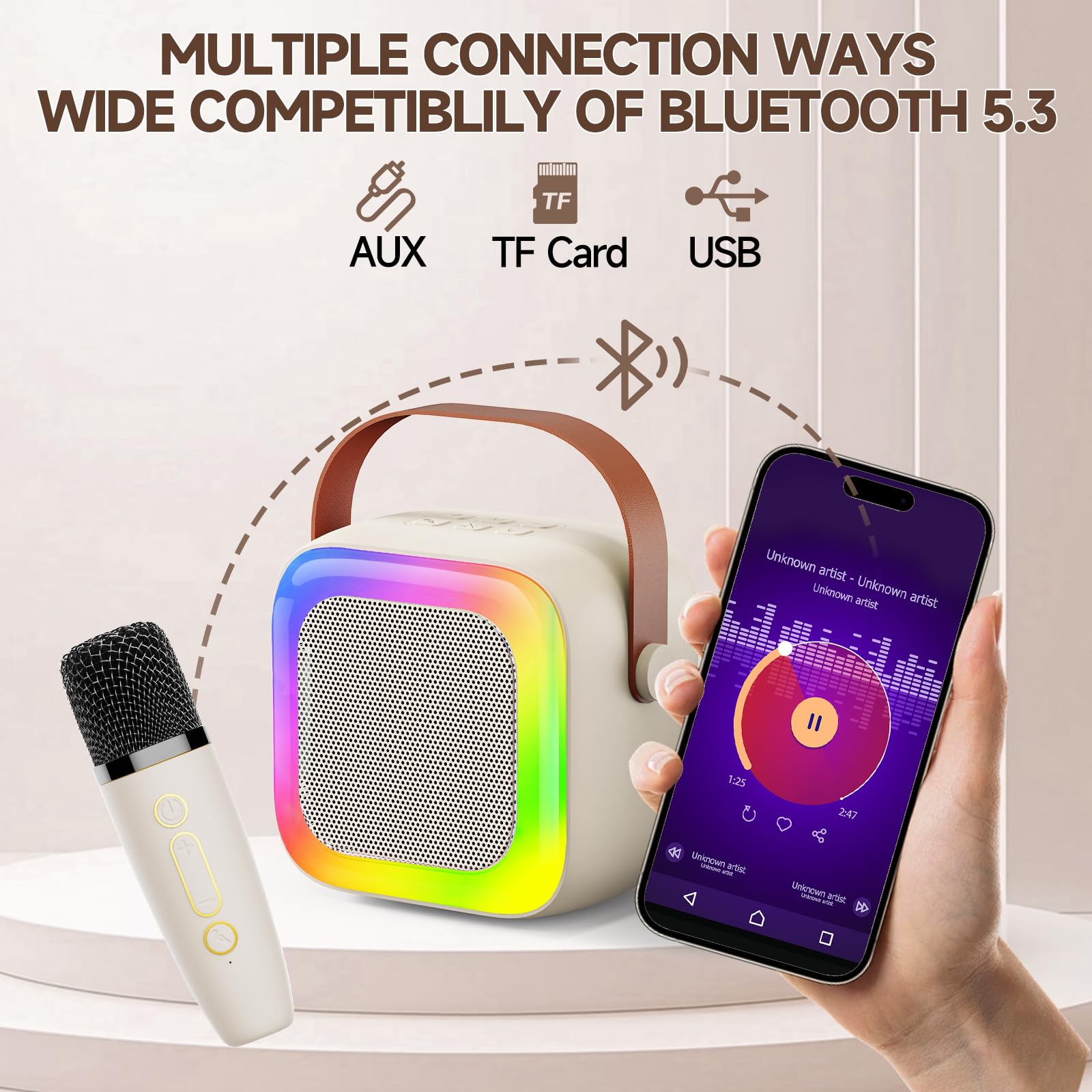 SECULEAD SY13 mini karaoke speaker set complete with charging cable and retail box