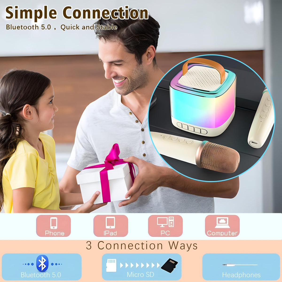 Premium product gift box packaging for the kids portable wireless bluetooth singing machine set