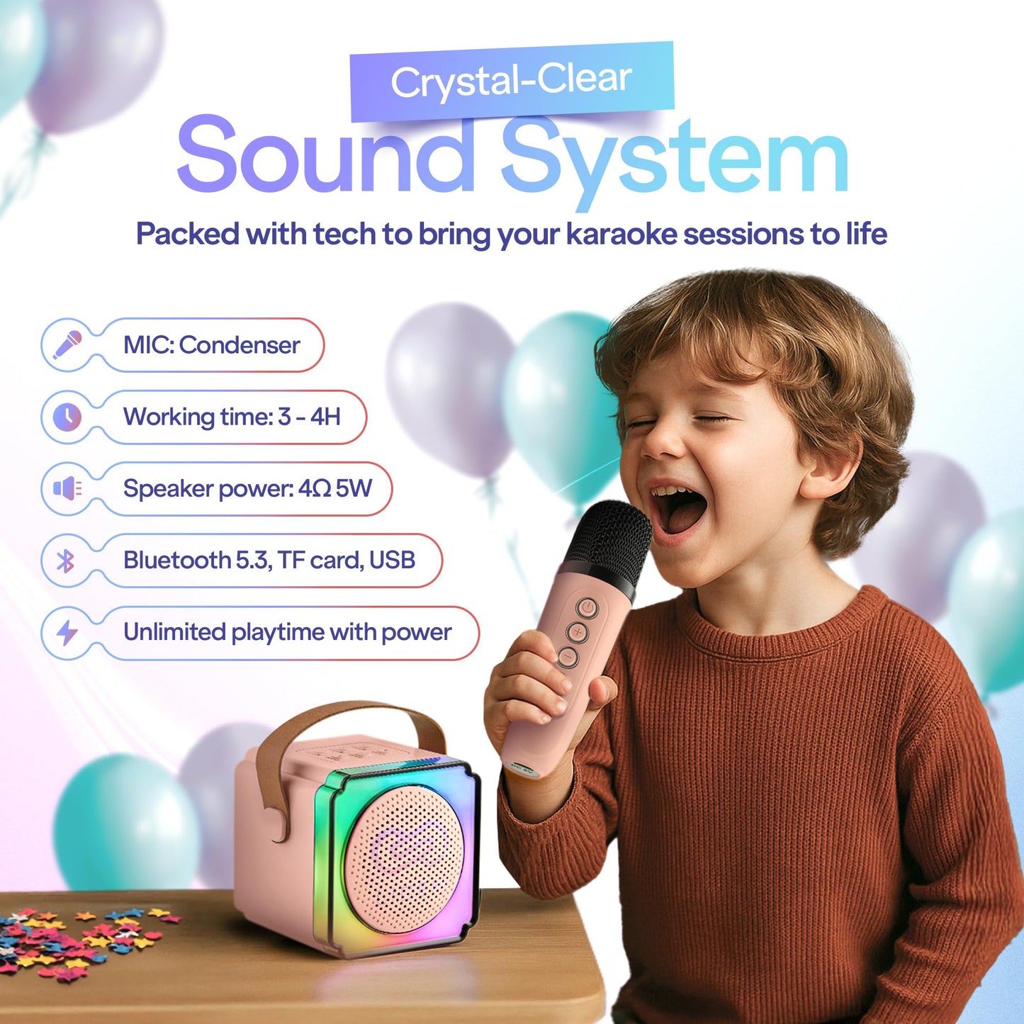 LIOEM portable electronic toy speaker with convenient beige carrying case packaging