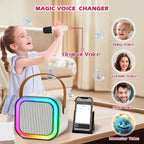 JJYEITUO mini karaoke system showing charging ports and TF card slot on the back