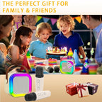 JJYEITUO portable karaoke machine set with speaker and dual microphones layout