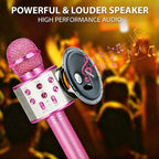 Ranphykx handheld singing device for children displaying the built in speaker panel and volume adjustments.