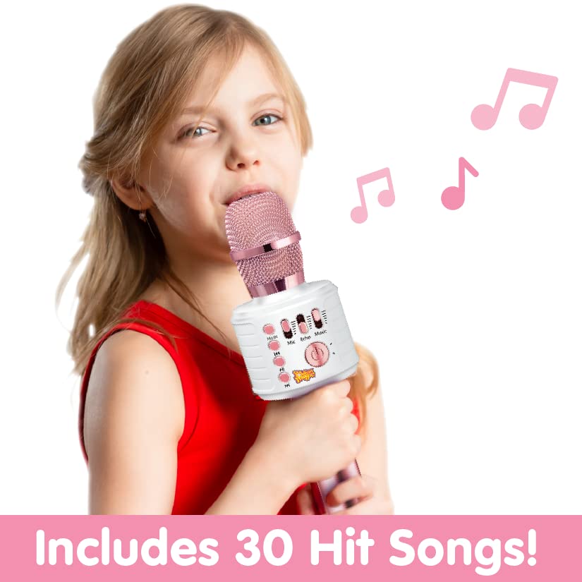 Move2Play children wireless singing microphone with rose gold mesh head