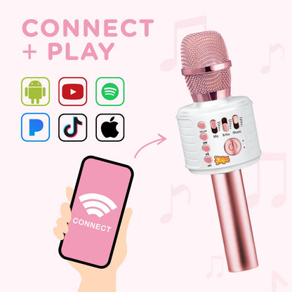 Move2Play handheld toddler karaoke speaker showing control buttons