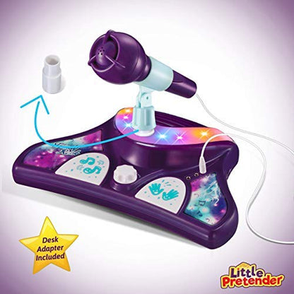 Flashing LED stage lights glowing on the base of the musical toy