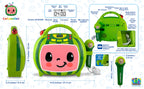 eKids nursery rhyme singing machine with the included USB charging cable resting alongside.