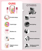 Aadmd pink karaoke speaker for girls and boys illuminating six vibrant color-changing LED light modes in a dark room