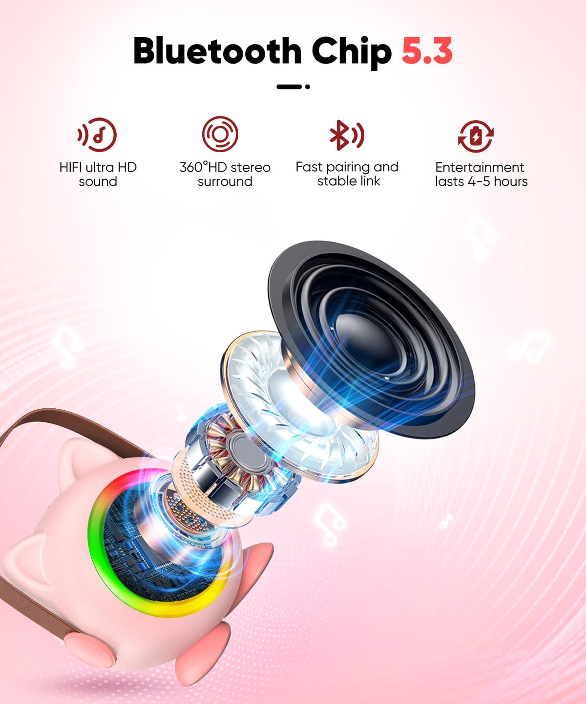 Aadmd children microphone toy setup displaying the complete contents including speaker user manual and charging cord