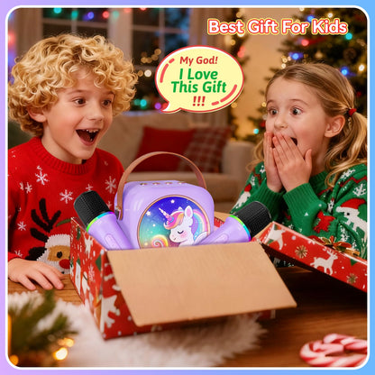 MicQutr portable kids karaoke machine package contents demonstrating full gift set setup