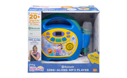 Authentic USA imported eKids Ms Rachel speaker packaging showing product features and safety certifications