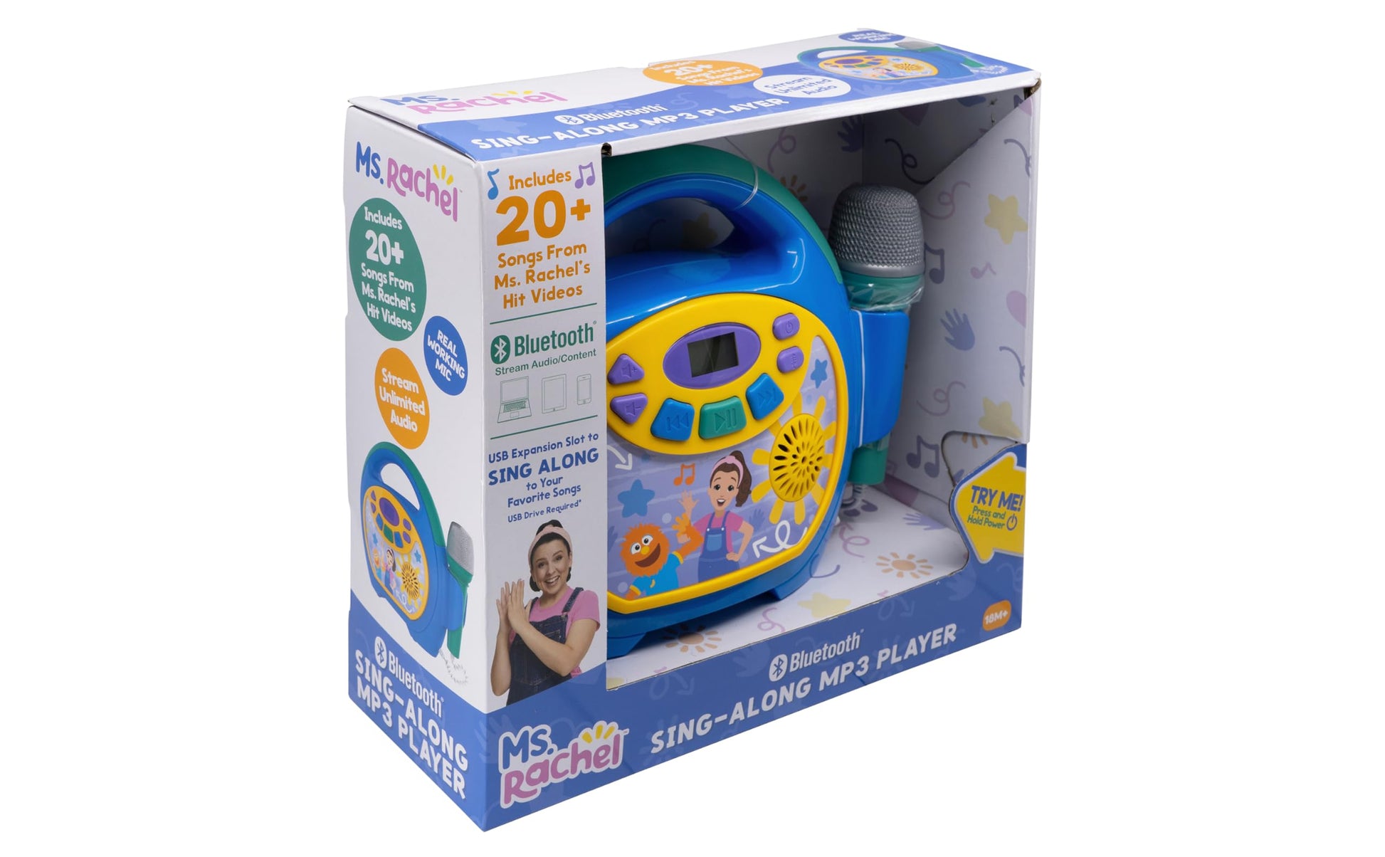 Side profile of the durable eKids karaoke speaker highlighting the child safe sturdy plastic construction