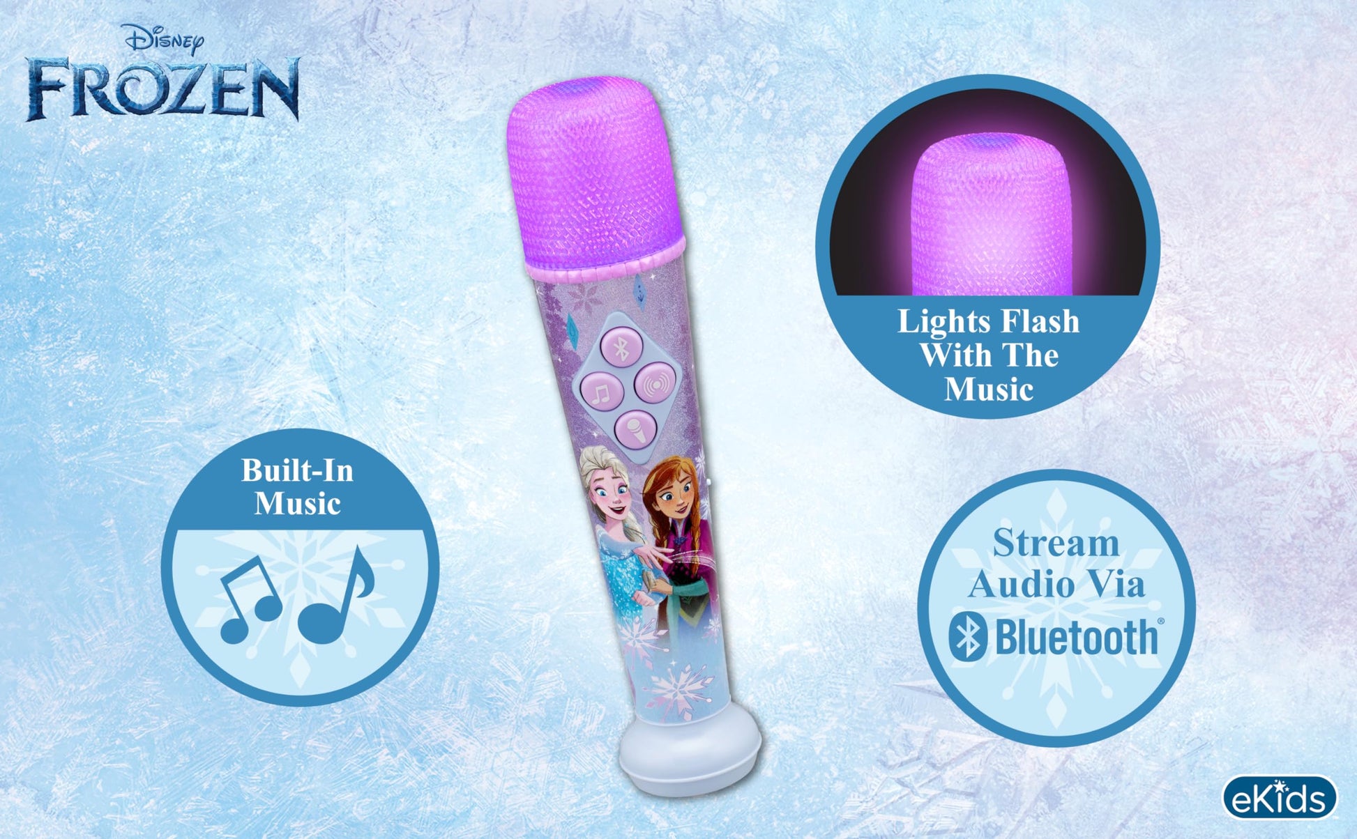 Side profile of the lightweight eKids portable kids Bluetooth microphone
