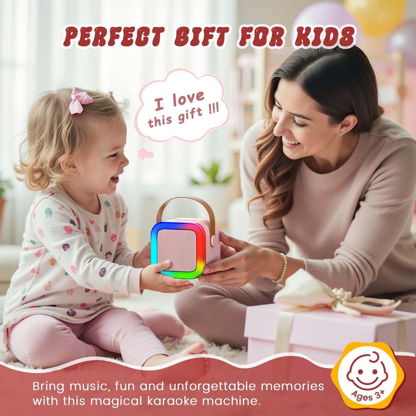 Bhavani portable bluetooth speaker for kids displaying illuminated multicolor RGB LED lights