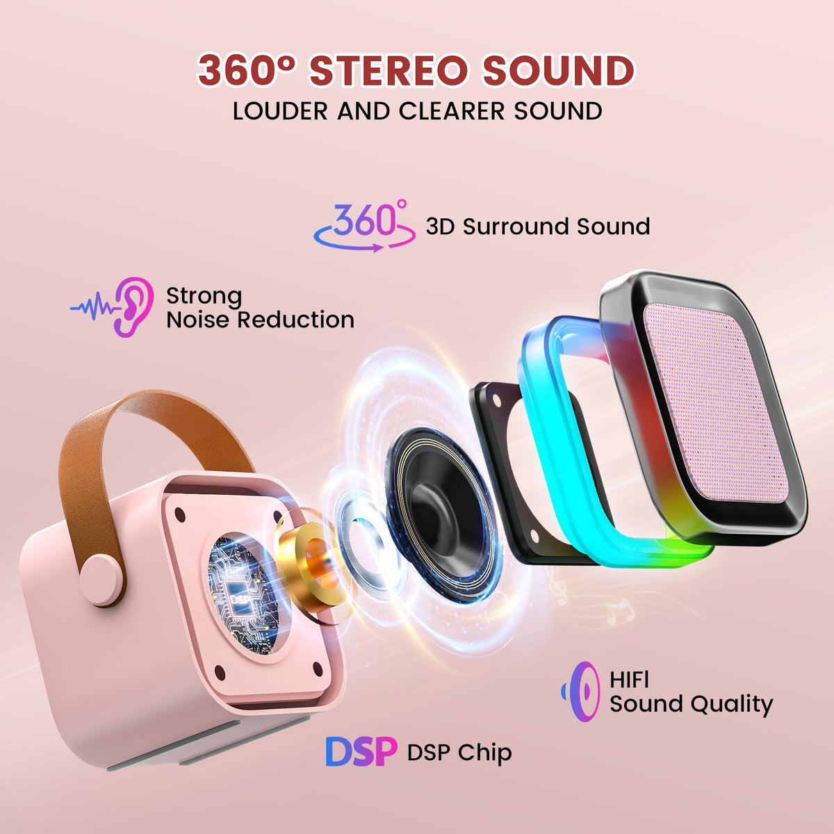 Purple toddler music player toys package containing two compact cordless microphones