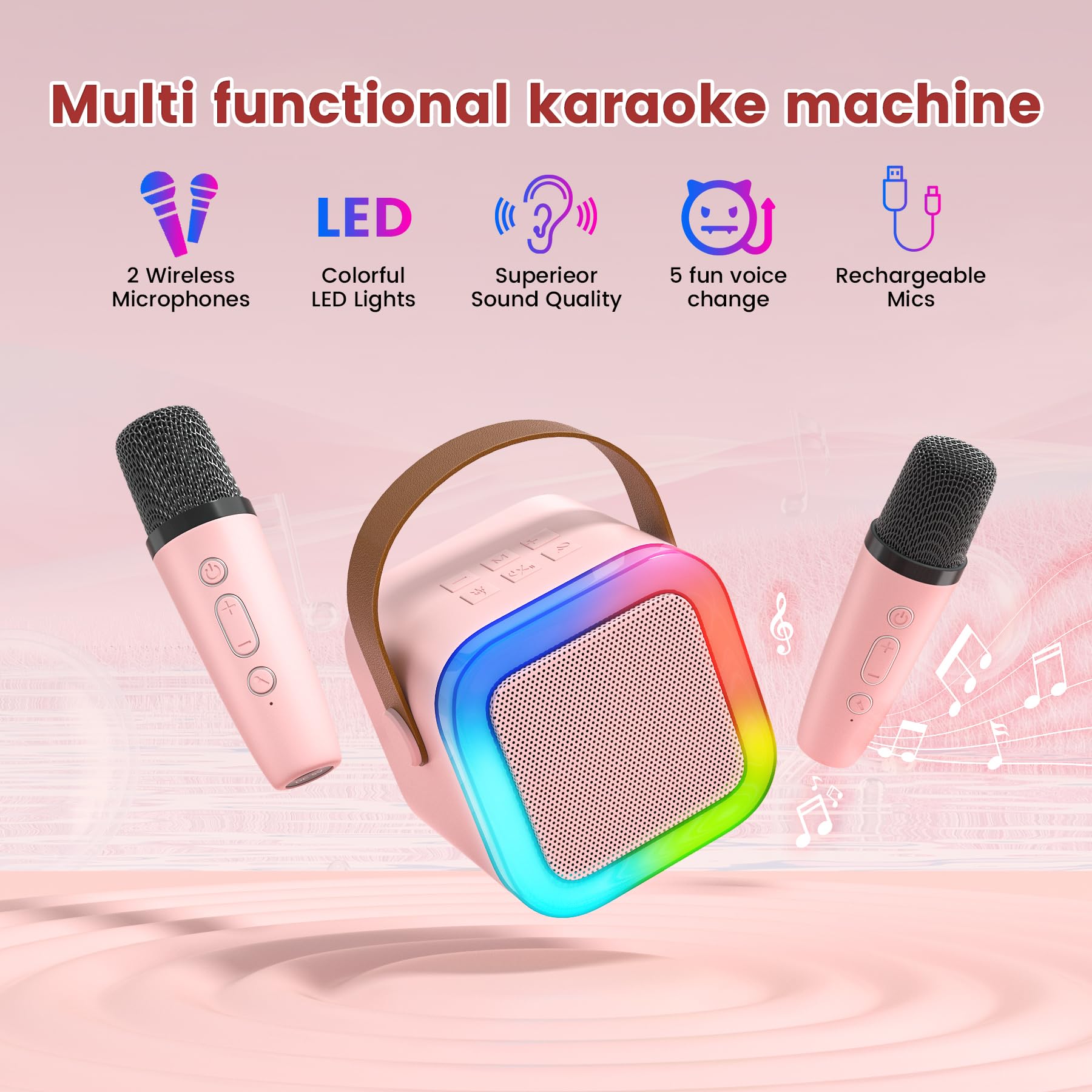 Bhavani purple karaoke system rear view showcasing universal serial bus and memory card inputs
