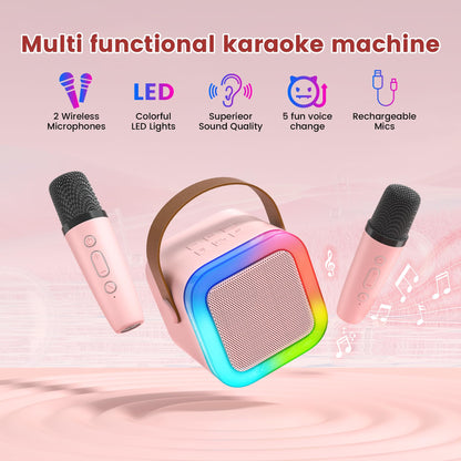 Bhavani purple karaoke system rear view showcasing universal serial bus and memory card inputs