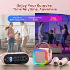 Compact portable singing machine for family gatherings being held by the convenient top strap