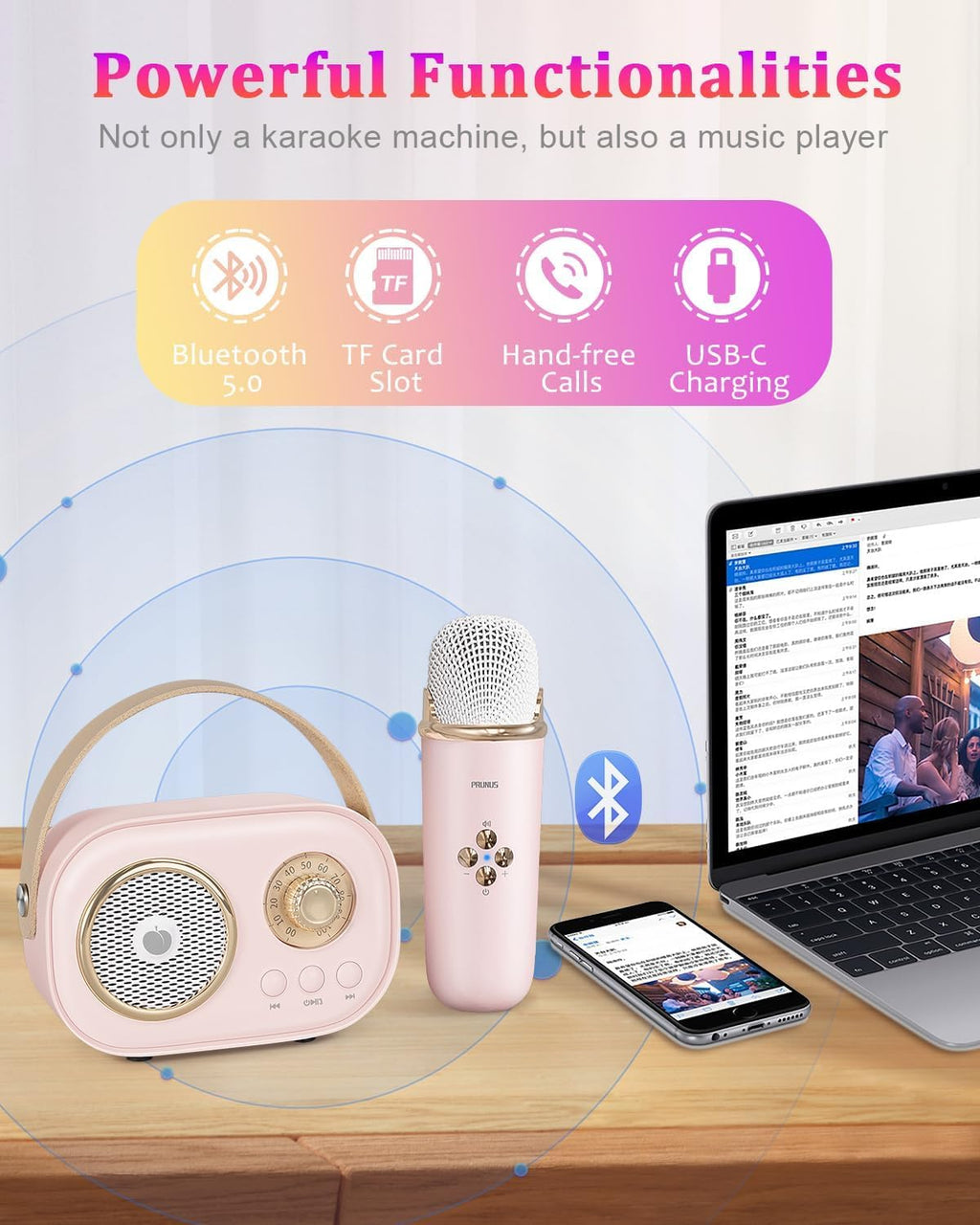 Two wireless karaoke microphones side by side highlighting the lightweight ergonomic design