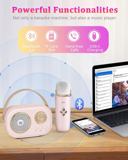 Two wireless karaoke microphones side by side highlighting the lightweight ergonomic design