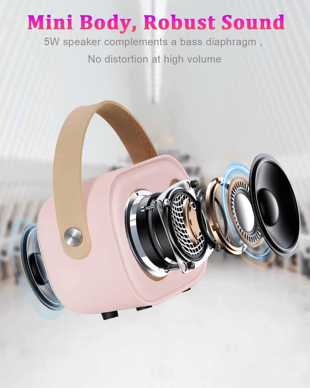 PRUNUS retro singing machine retail box packaging with all included accessories displayed cleanly