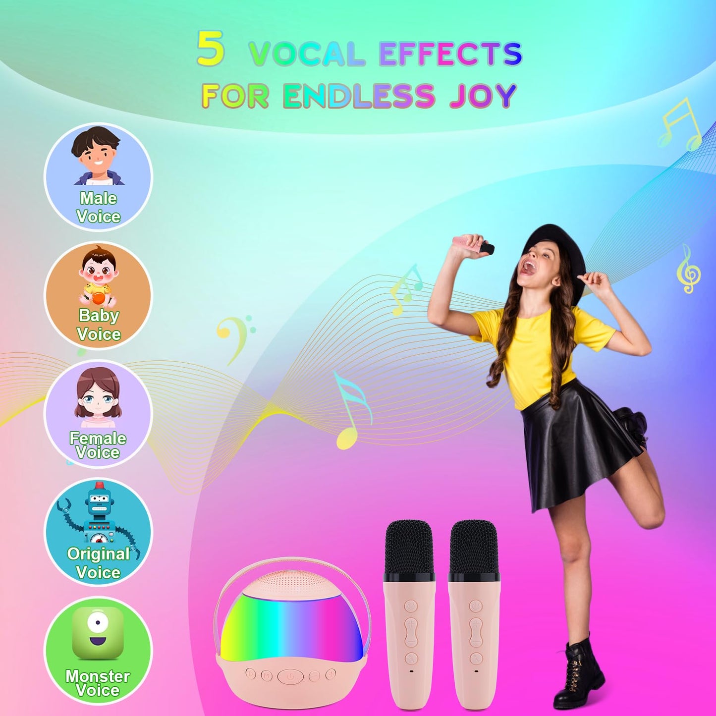Lhlzms Bluetooth speaker illuminating bright multi color RGB disco lights in a darkened room environment