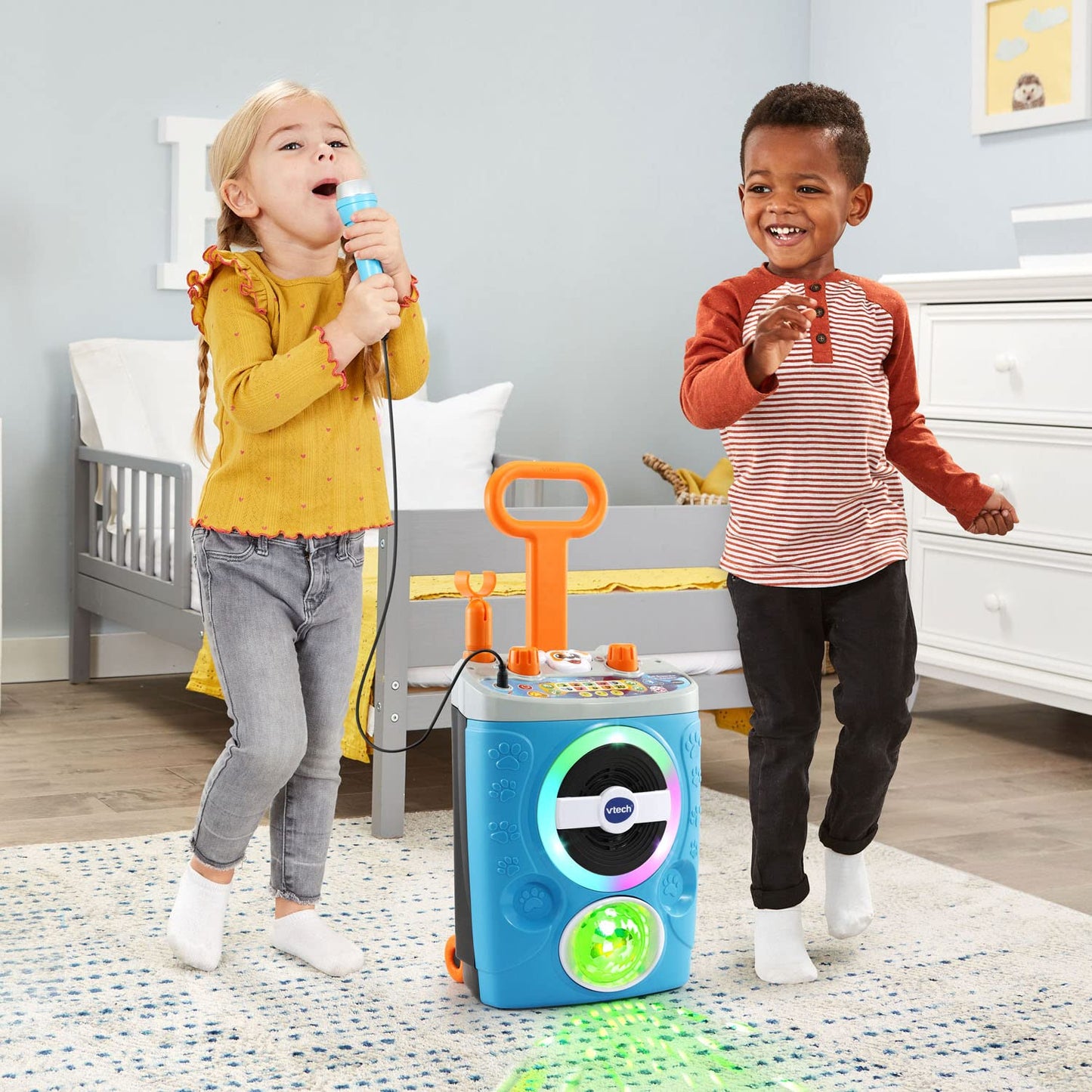USA imported VTech kids karaoke machine showcasing the adjustable carrying handle