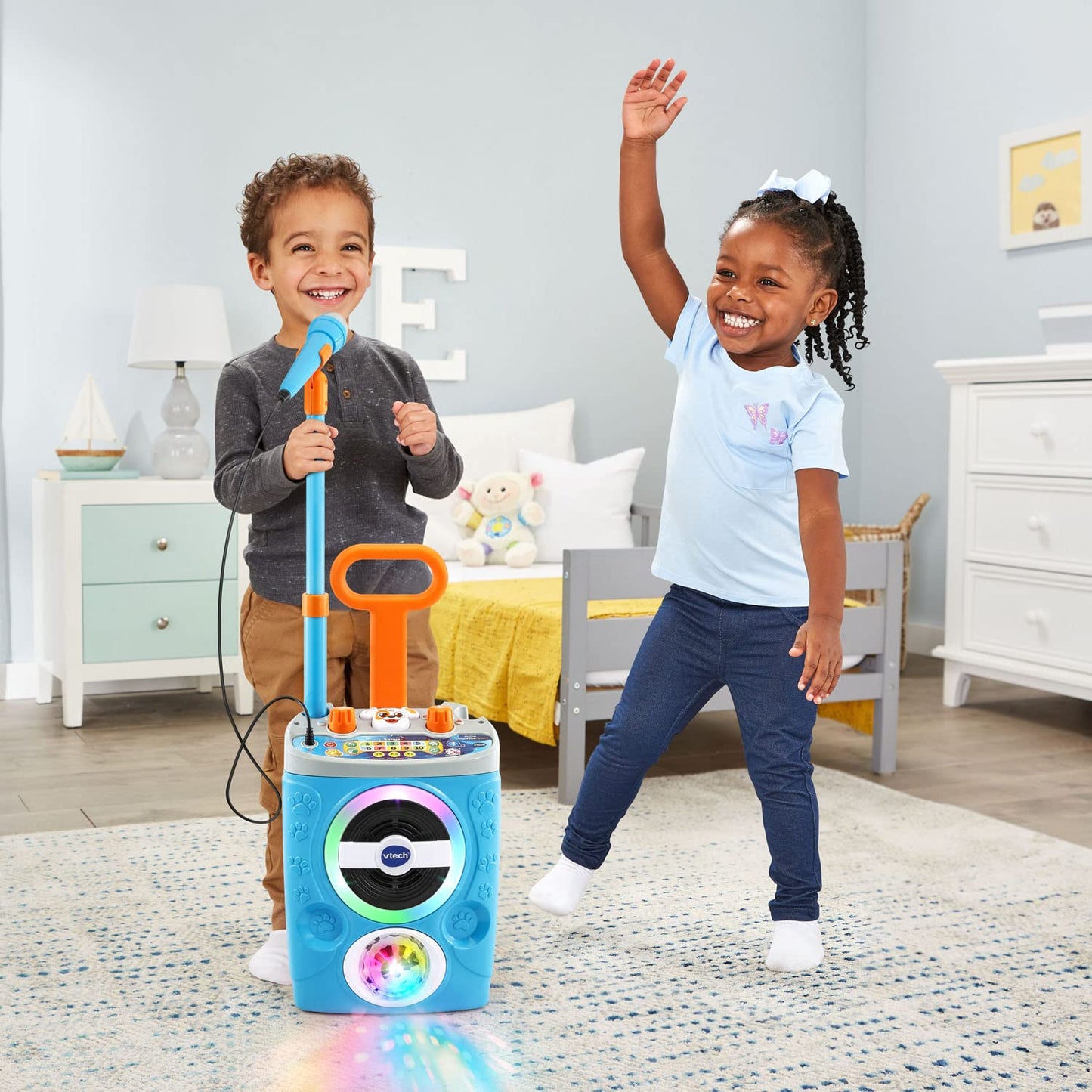 VTech musical performance toy packaging showing ages three and older recommendation