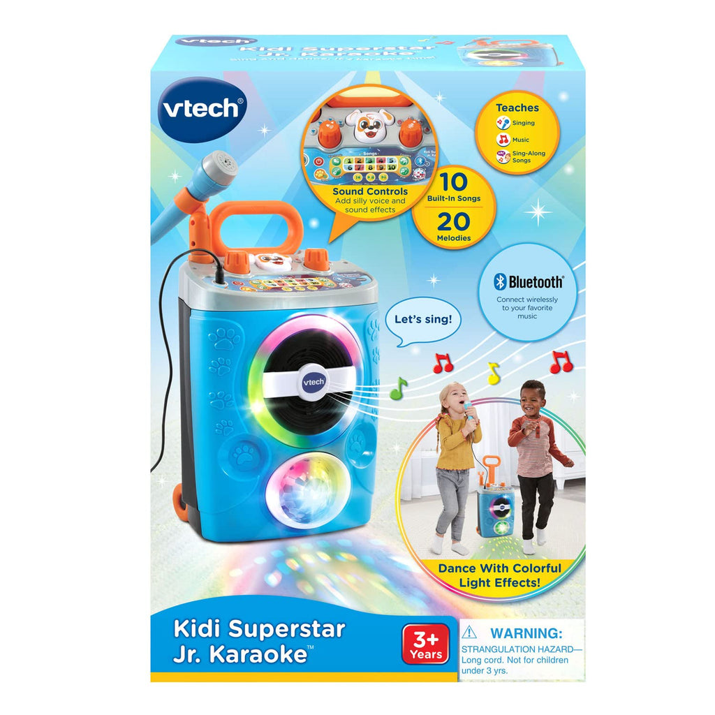 Close up view of the voice changing effects button on the VTech superstar toy