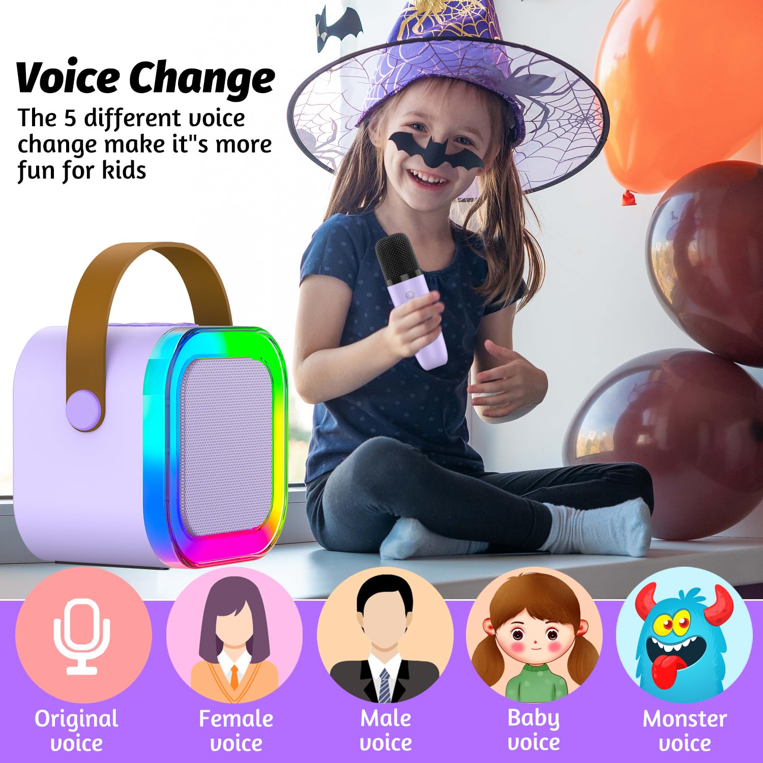 OUTUVAS imported kids karaoke kit presented inside its exquisite protective retail packaging designed for gifting.