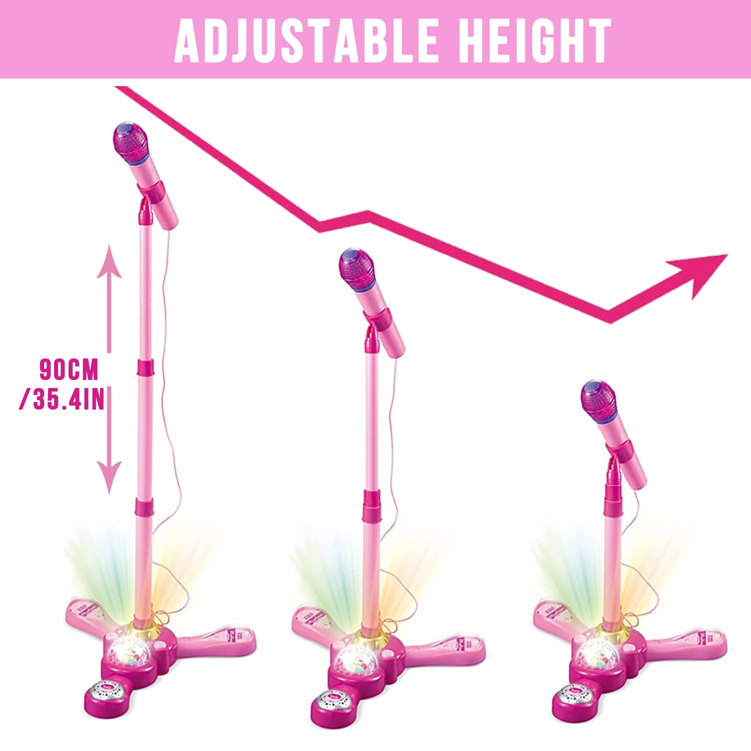 TourKing pink karaoke set with height adjustable stand for young toddlers