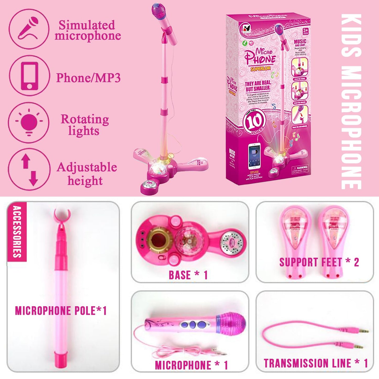 TourKing kids musical toy connected via cable to a mobile smartphone