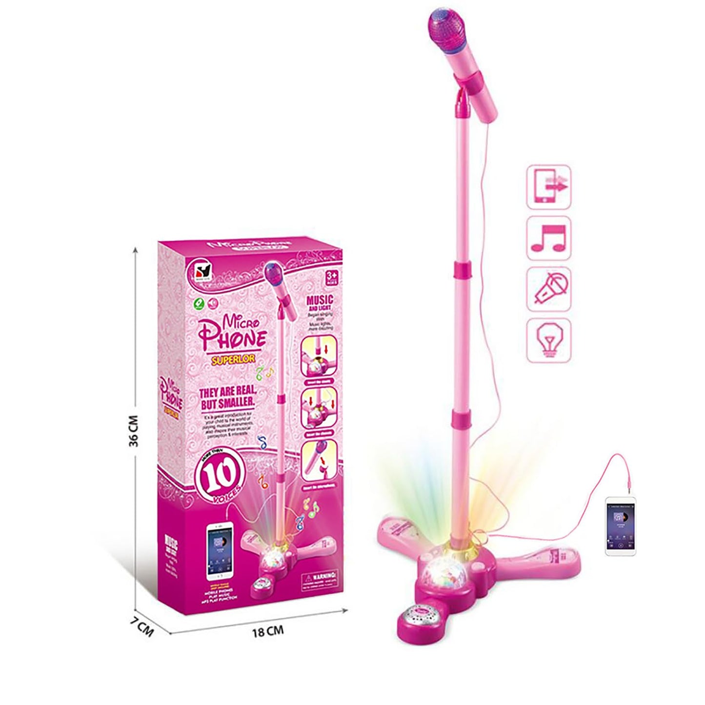 TourKing kids microphone stand adjusted to maximum length for taller children